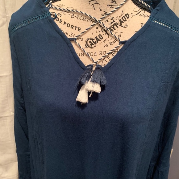 Crescent teal tassel tie up boho dress - Picture 7 of 7